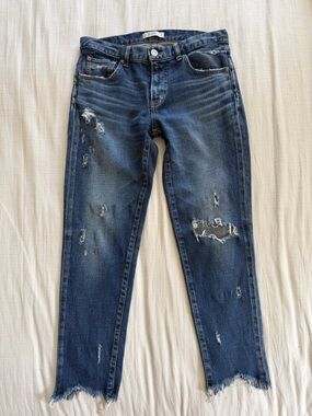 MOUSSY Glendale Ripped Crop Skinny Straight Jeans Size 28